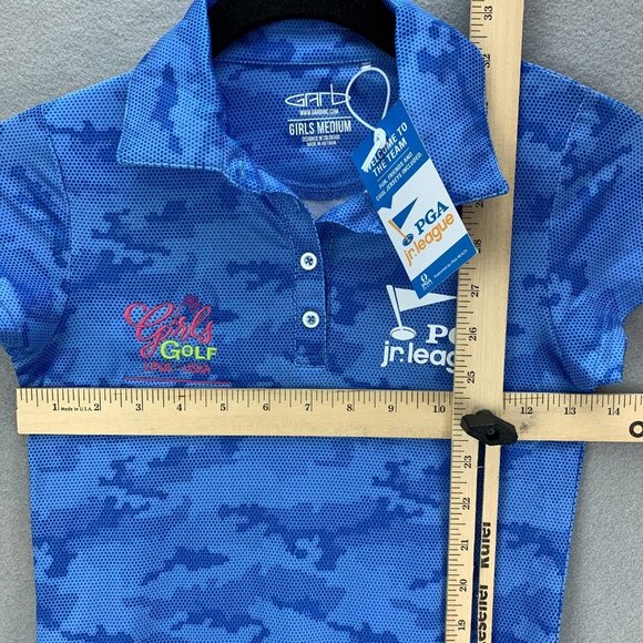 Garb Inc Polo Shirt Girls Medium Blue‎ Golf PGA Jr League Mel Reid Signature - Picture 5 of 7